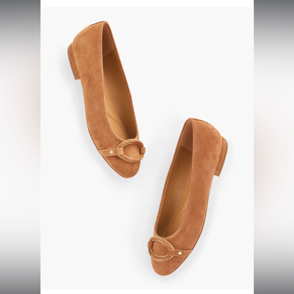 Talbots Madison Suede Havana Tan Ballet Flats